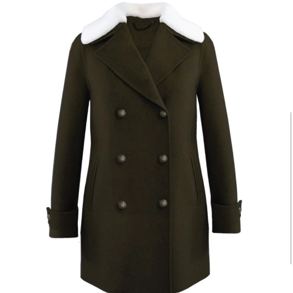 Belle & Bloom Liberty Wool Blend Sherpa Collar Peacoat Green Size Large